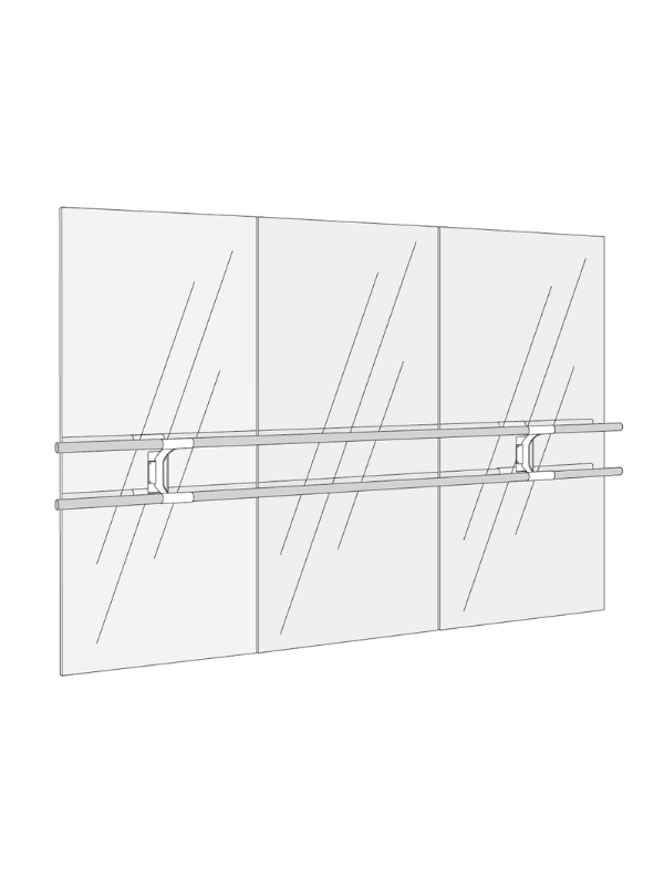 Pack 3 espejos con barra de pared Arabesque Doble de 3 metros