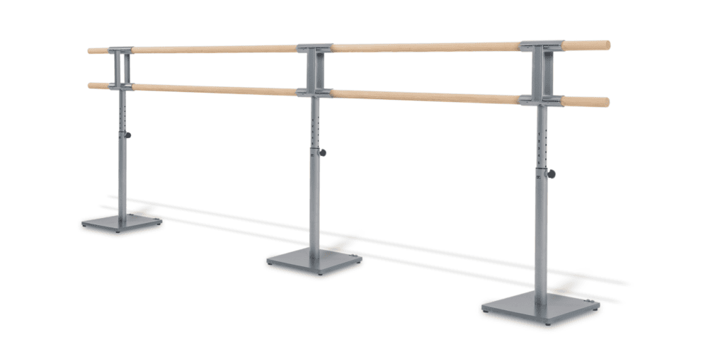 Height-adjustable double ballet barre with 3 suports from Dinamica Ballet